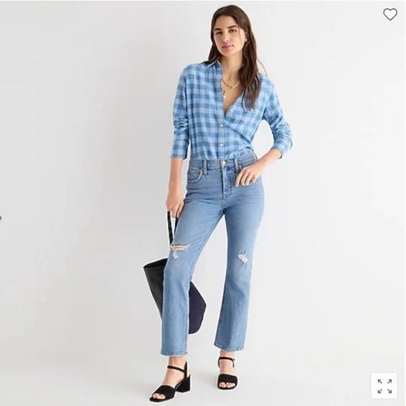 J. Crew 9'' Billie Demi-boot Crop jean in Distressed Rocky Shore Wash 24" - Picture 1 of 8